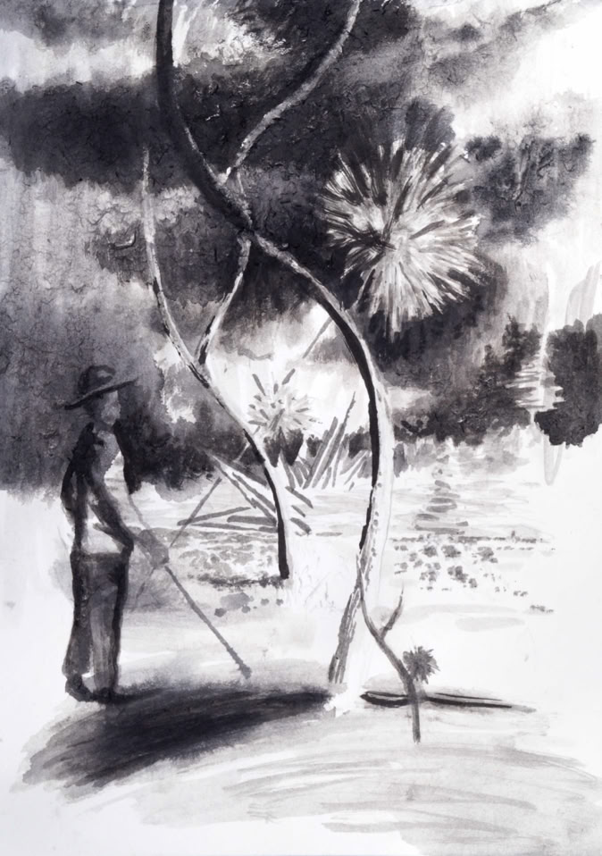 Part of the Social Scripts series: "Lost 3" by Jan Kyo examines human isolation through abstract forms. Contemporary figurative art and social commentary from Berlin.