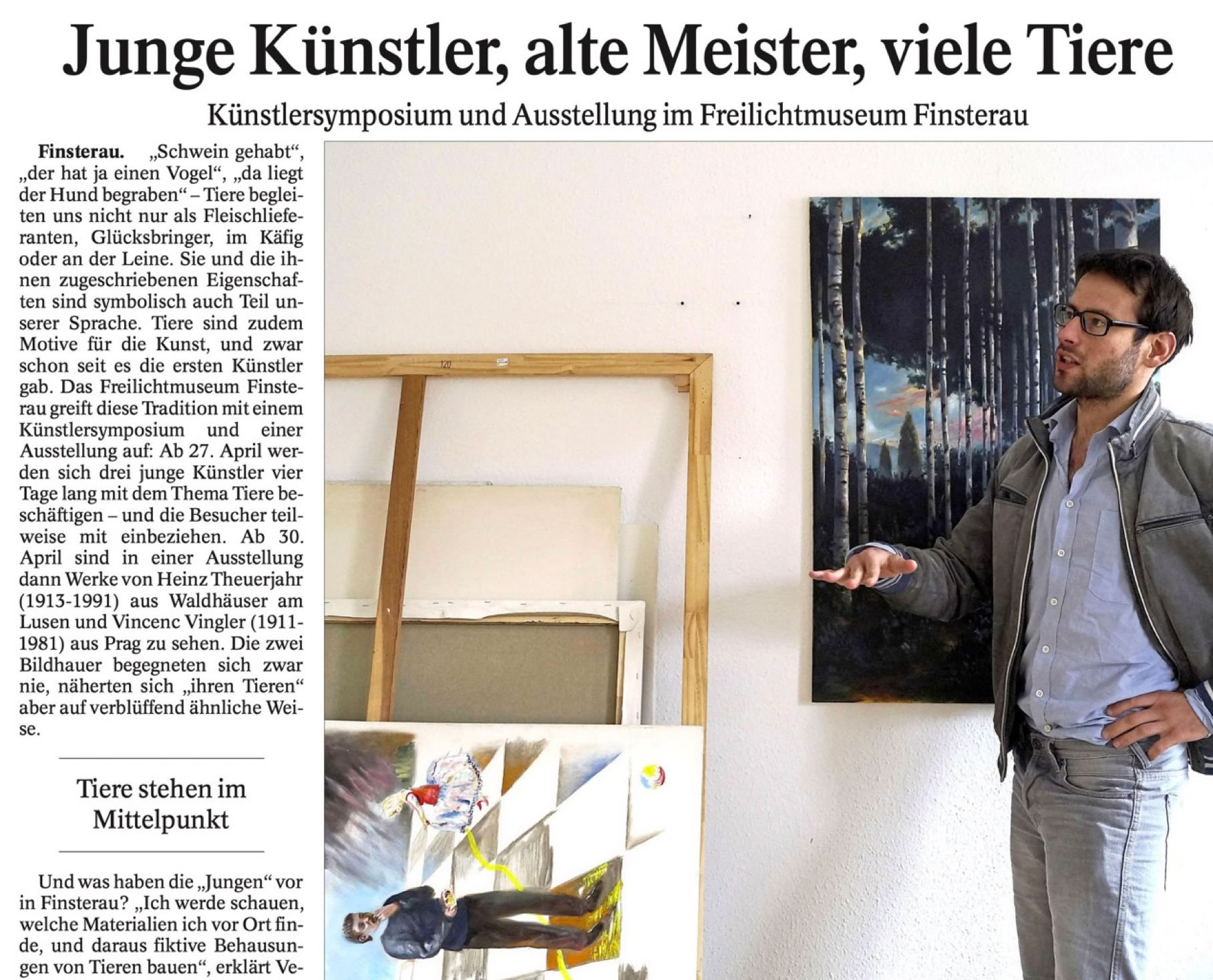 Jan Kyo (formerly Jan Kilian B&ouml;ttcher) participates in the art symposium at Freilichtmuseum Finsterau, exploring the thematic integration of animals in contemporary art.